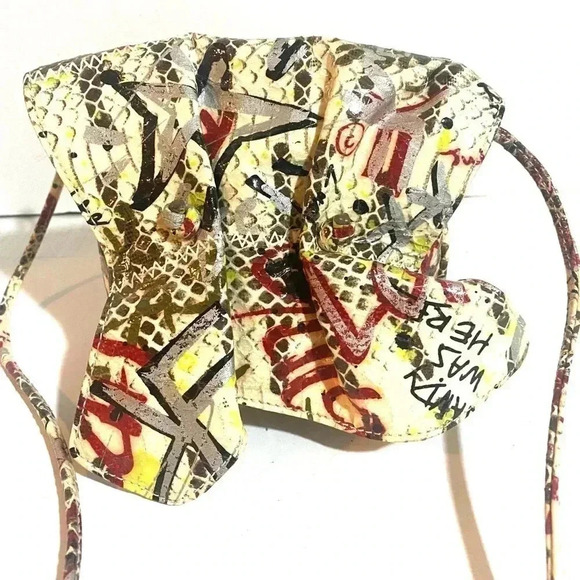 Carlos falchi small graffiti tatto Python print crossbody handbag - Picture 10 of 13